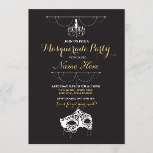 Masquerade Party Birthday Event Mask Invite