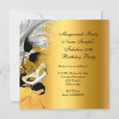 Masquerade Party Birthday Mask Black Gold Invitation (Back)