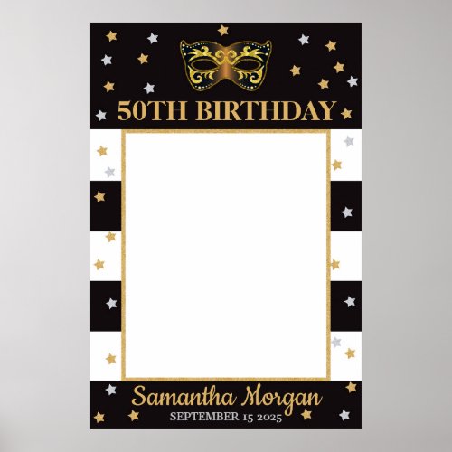 Masquerade Party Birthday Photo Prop Frame Mask Poster