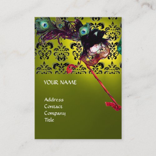 MASQUERADE PARTY black and white damask Business Card