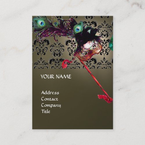 MASQUERADE PARTY black and white damask Business Card
