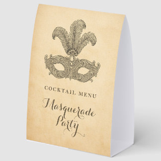 Masquerade Party Cocktail Menu Paper Table Tent