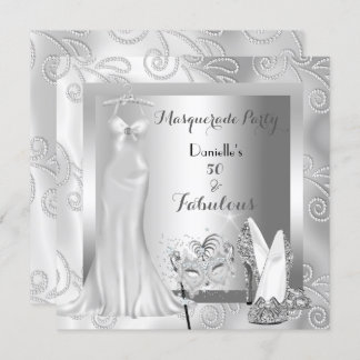 Masquerade Party Fabulous 50 Birthday Diamond Invitation