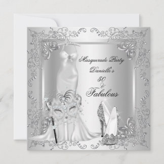 Masquerade Party Fabulous 50 Birthday Silver 2 Invitation