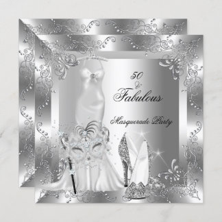 Masquerade Party Fabulous 50 Birthday Silver 2 Invitation