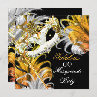 Masquerade Party Fabulous Birthday Gold Silver 2 Invitation