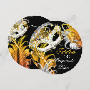 Masquerade Party Fabulous Birthday Gold Silver 2 Invitation