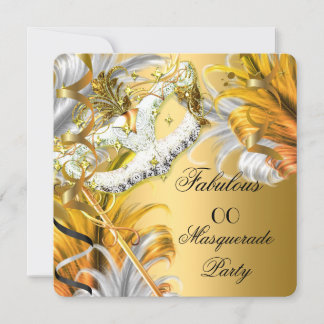 Masquerade Party Fabulous Birthday Gold Silver Invitation