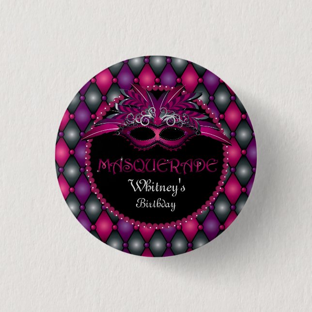 Masquerade Party Favor 1 Inch Round Button (Front)