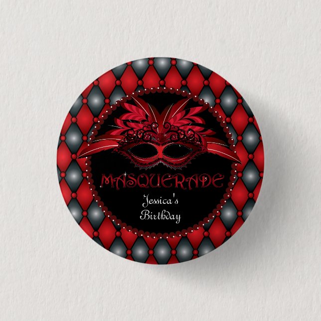 Masquerade Party Favor 1 Inch Round Button (Front)