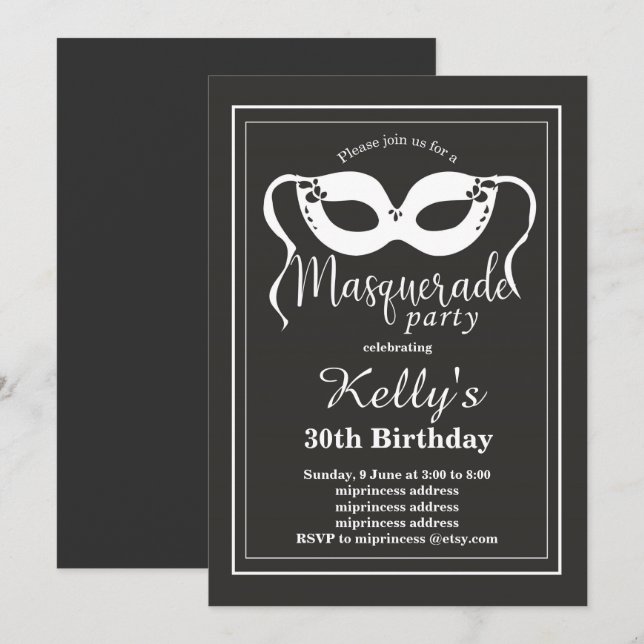 MASQUERADE Party Invitation (Front/Back)