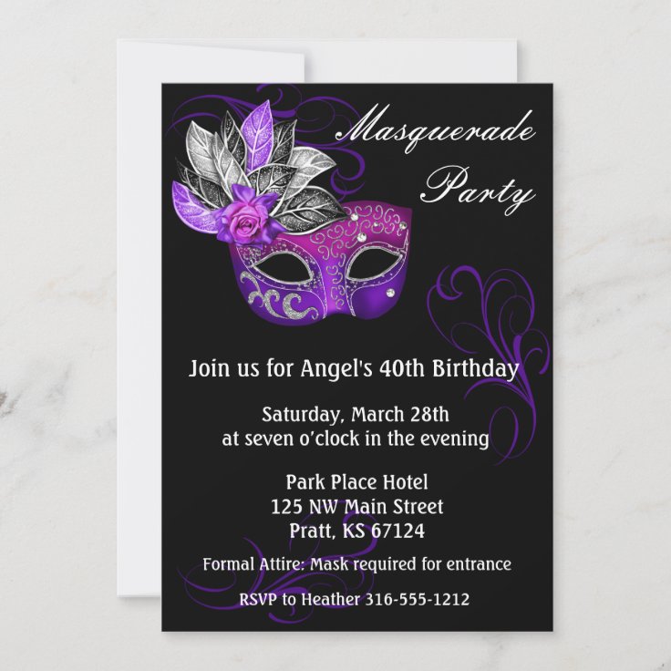 Masquerade Party Invitation Zazzle Masquerade Party Invitation Zazzle