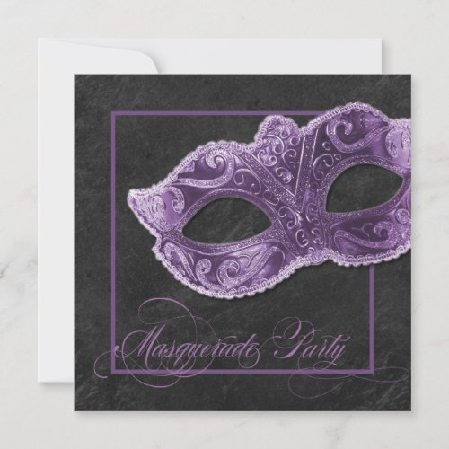 Masquerade Party Invitation - Violet &amp; black