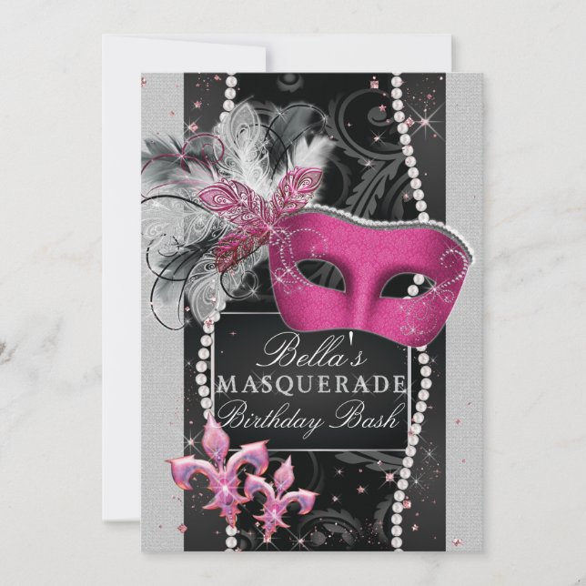 Masquerade Party Invitations, Mis Quince Anos Invitation (Front)