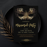 Masquerade Party Luxury Black Gold Birthday