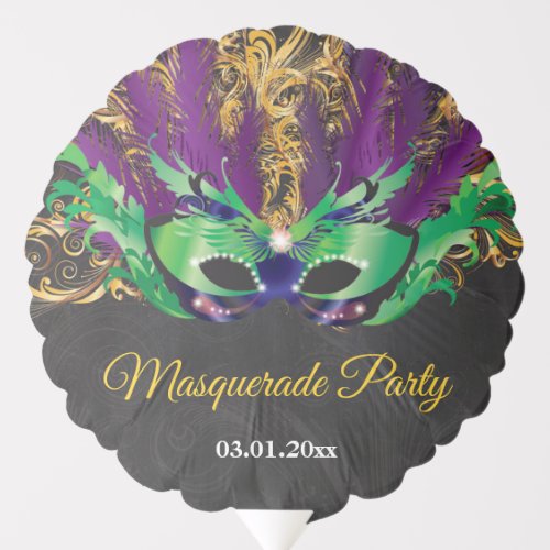 Masquerade Party Magical Night Green Purple Gold B Balloon