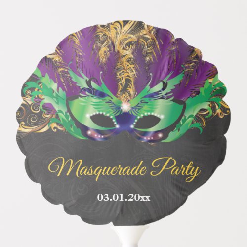 Masquerade Party Magical Night Green Purple Gold B Balloon