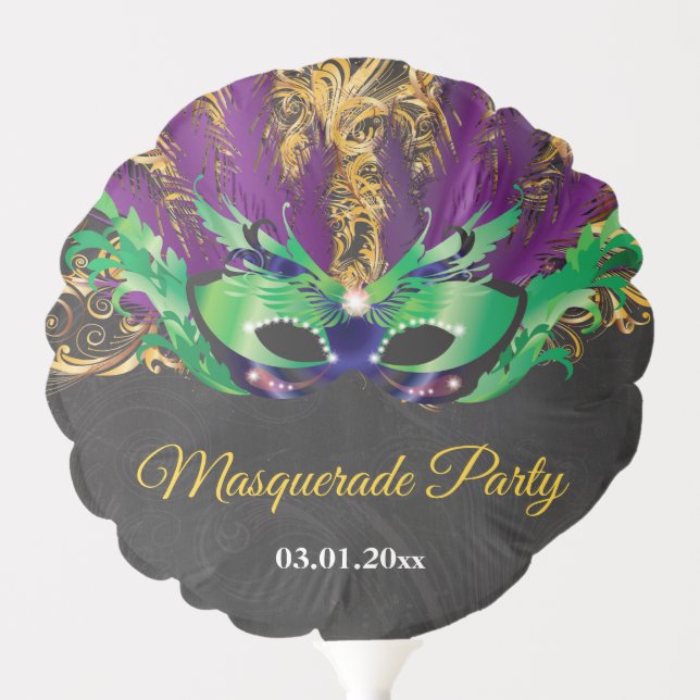 Masquerade Party Magical Night Green Purple Gold B Balloon (Front)