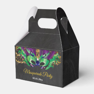 Masquerade Party Magical Night Green Purple Gold Favor Boxes
