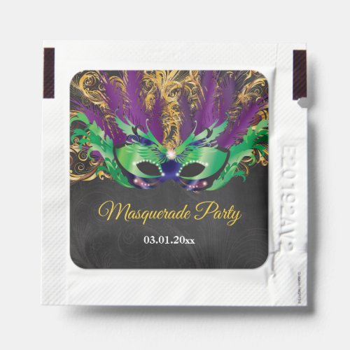 Masquerade Party Magical Night Green Purple Gold Hand Sanitizer Packet