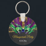 Masquerade Party Magical Night Green Purple Gold Keychain<br><div class="desc">Masquerade Party Magical Night Green Purple Gold. Mask Birthday Party. Mardi Gras. Green,  Purple and Gold Glitter Feather Peacock. Sweet 16 Sixteen. Chalkboard Background. Any Ages. For further customization,  please click the "Customize it" button and use our design tool to modify this template</div>