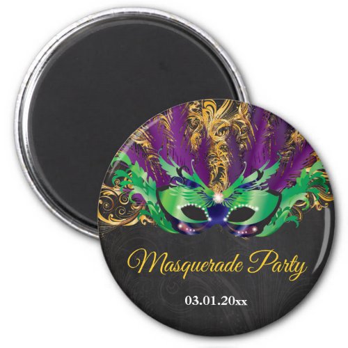 Masquerade Party Magical Night Green Purple Gold Magnet