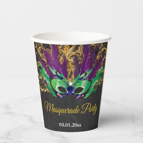 Masquerade Party Magical Night Green Purple Gold Paper Cups