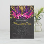 Masquerade Party Magical Night Pink Purple Gold Invitation (Standing Front)