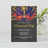 Masquerade Party Magical Night Red Gold Blue Invitation (Standing Front)