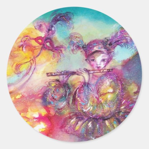 MASQUERADE PARTYMardi Gras MasksDanceMusic Classic Round Sticker