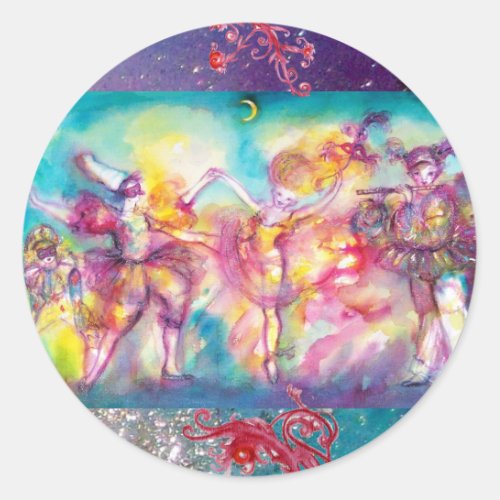 MASQUERADE PARTYMardi Gras MasksDanceMusic Classic Round Sticker