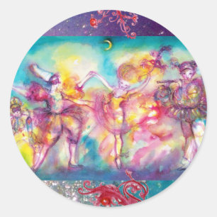 MASQUERADE PARTY,Mardi Gras Masks,Dance,Music Classic Round Sticker