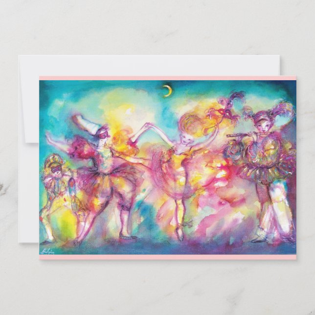 MASQUERADE PARTY,MARDI GRAS MASKS,DANCE ,MUSIC INVITATION (Front)