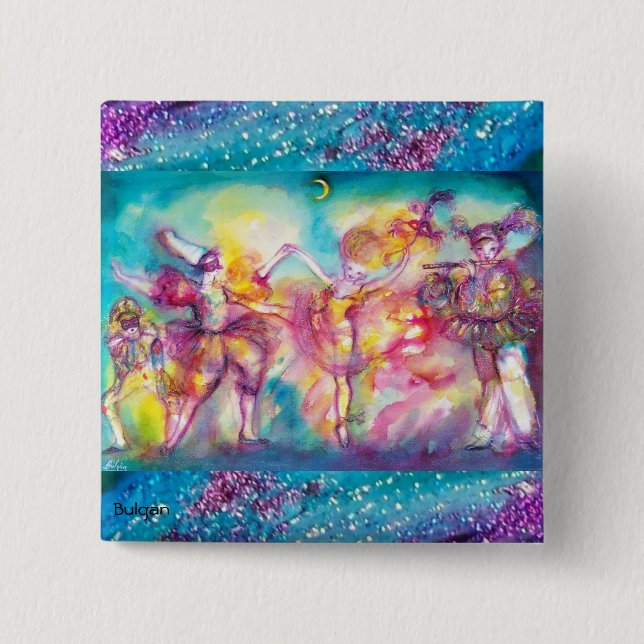 MASQUERADE PARTY,Mardi Gras Masks,Dance,Music Pinback Button (Front)