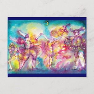 MASQUERADE PARTY,Mardi Gras Masks,Dance,Music Postcard