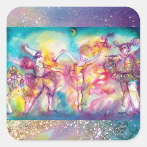 MASQUERADE PARTYMardi Gras MasksDanceMusic Square Sticker