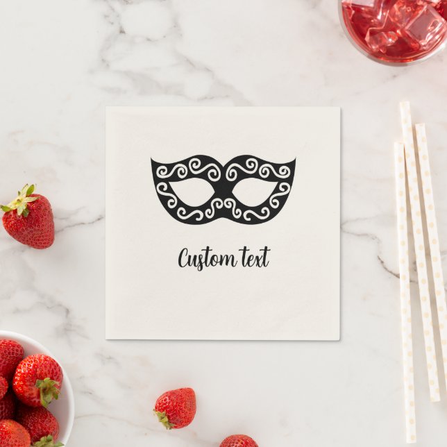 Masquerade party mask custom paper napkins (Insitu)