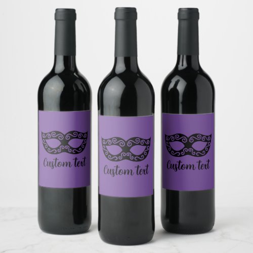 Masquerade party mask custom wine bottle labels
