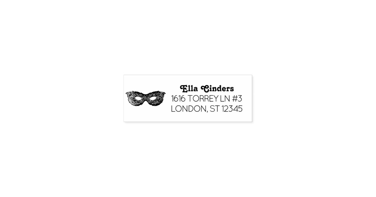 Masquerade Party Mask Return Address Elegant Text Selfinking Stamp
