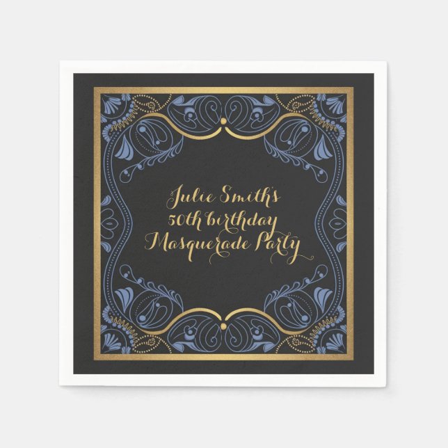 Masquerade Party masked ball birthday luxurious Napkins (Front)