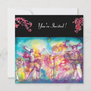 MASQUERADE PARTY,red flourishes Invitation