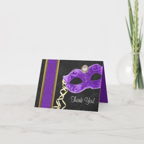 Masquerade Party Thank You Cards _ purple