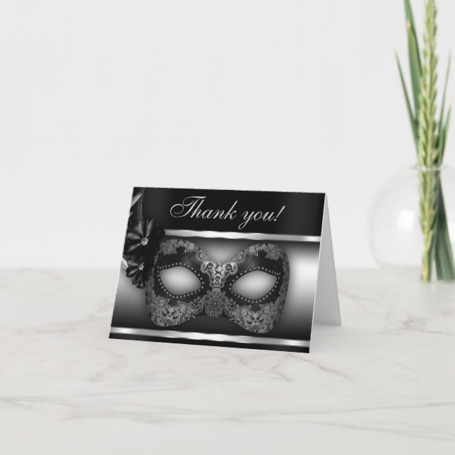 Masquerade Party Thank You Note Card (Front)