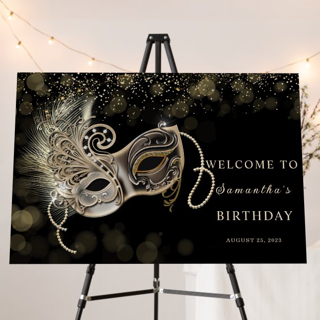 Masquerade Party Welcome Sign Foam Board (In Situ (Stand))