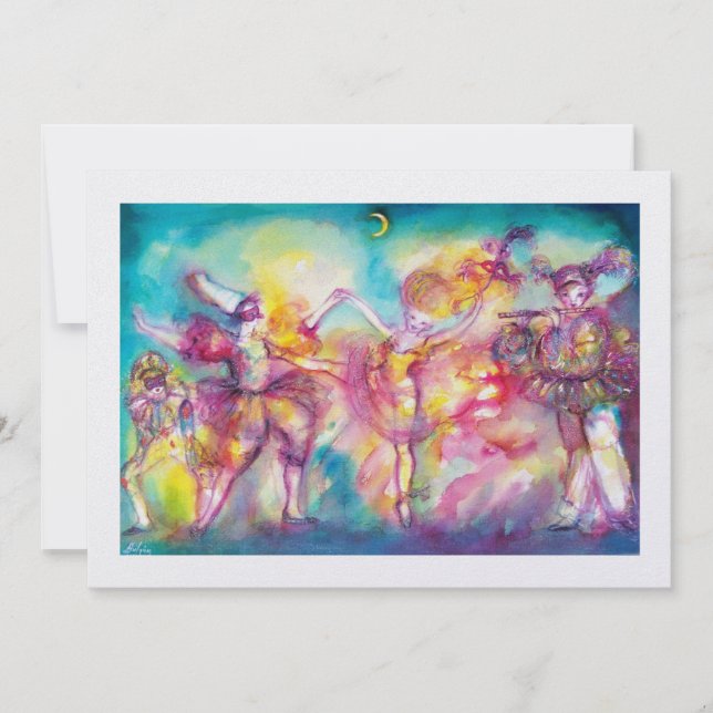 MASQUERADE PARTY, white ice metallic Invitation (Front)