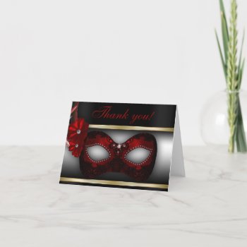 Masquerade Party You Thank Thank You Card by TreasureTheMoments at Zazzle