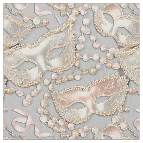 Masquerade Pattern Beads Masks Rose Gold ID1031 Fabric