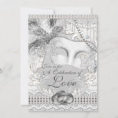Masquerade Pearls Diamond Bling Wedding Invitation (Back)
