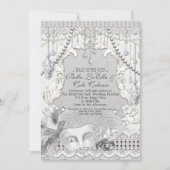 Masquerade Pearls Diamond Bling Wedding Invitation (Front)