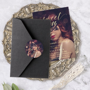 Masquerade Photo Sweet 16 Birthday Classic Round Sticker